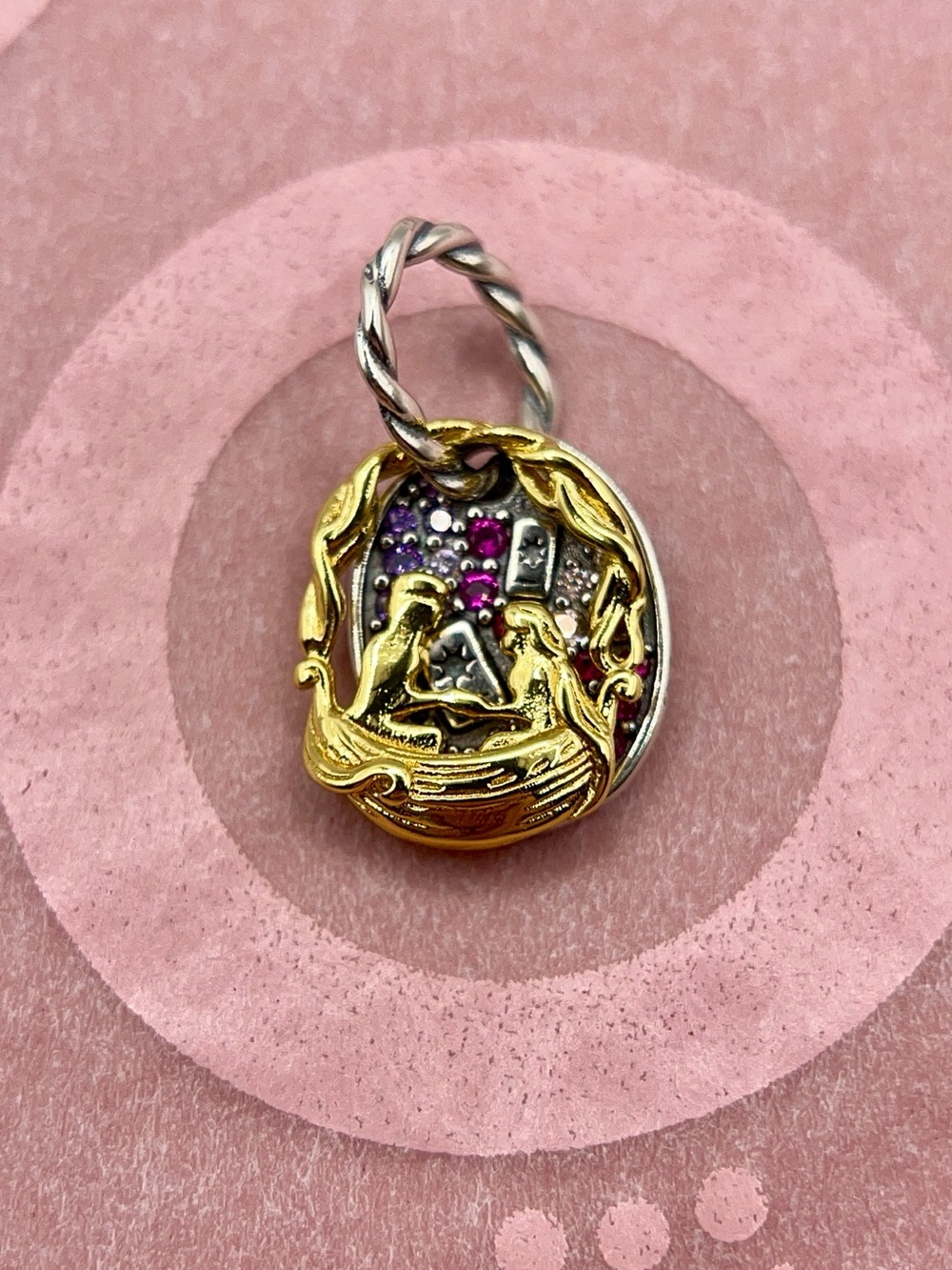Pandora Disney Parks Tangled Rapunzel Flynn Boat Floating Lanterns CZ Charm